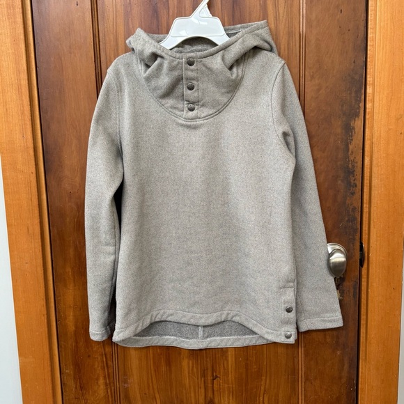 The North Face Tops - North Face Gray Button-Up Hoodie Light Grey Heather Collar Snaps Sweatshirt  S/M